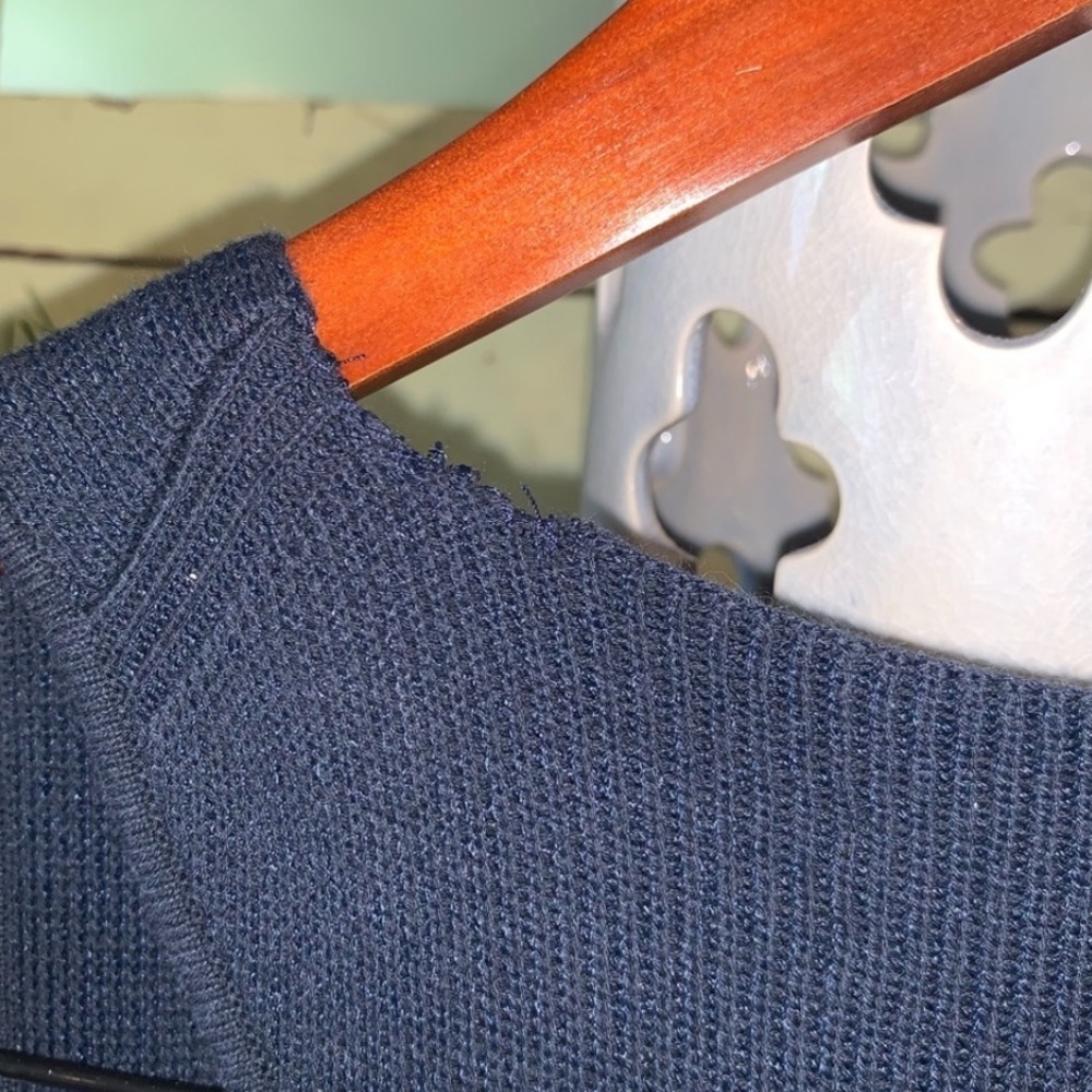 Rag & Bone Navy MICHELLE Plunging V-Neck Knit Tie Waist Midi Sleeveless Dress XS - Picture 7 of 8